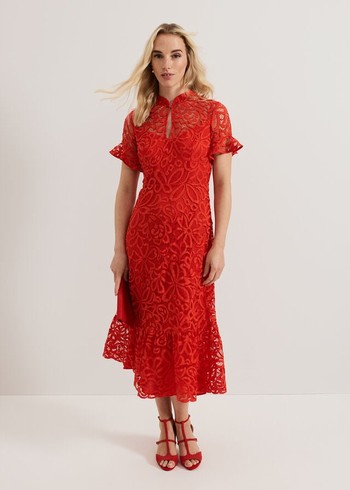 Phase Eight Lula Lace Dress Red Australia | TU0483561